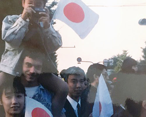 Moriteru Doshu, Tony with Waka Sensei on his shoulders
